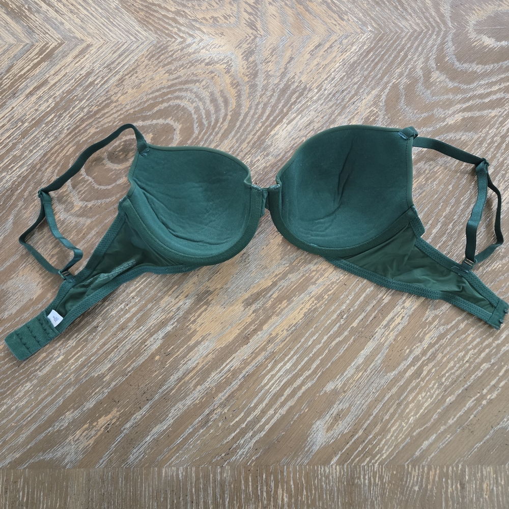Auden Everyday T-Shirt Bra 32C Green Underwire Lightly Worn - Picture 3 of 4